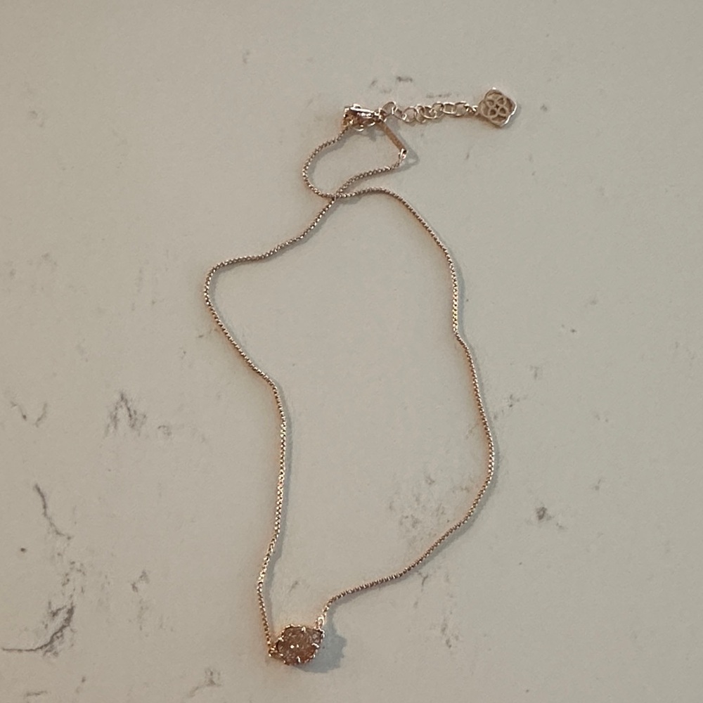 NWOT Kendra Scott Iridescent Drusy Mabel Necklace 14k Rose Gold